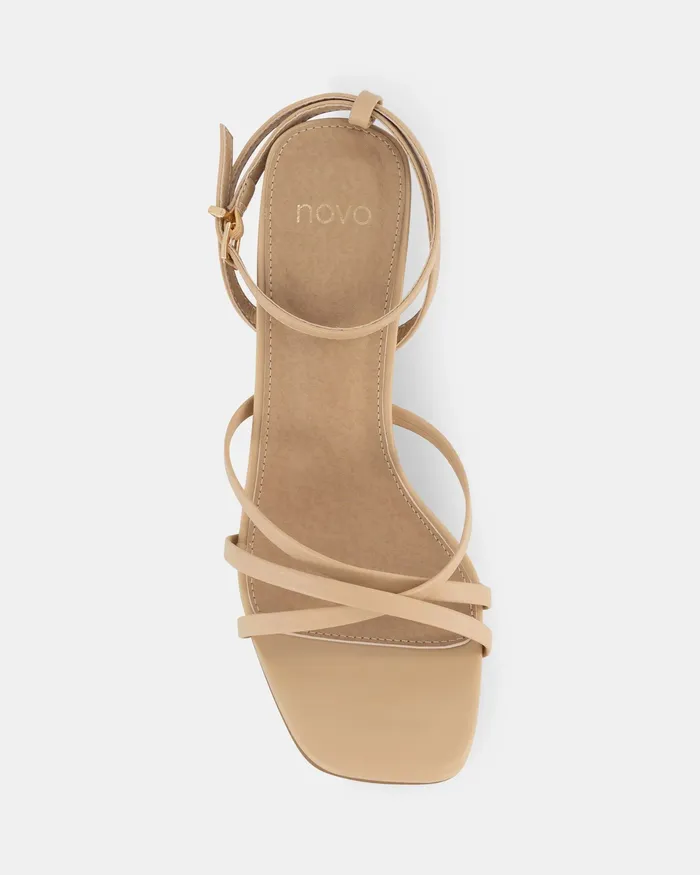Party Women MARLIE NUDE Open Toe Heels NOVO Shoes