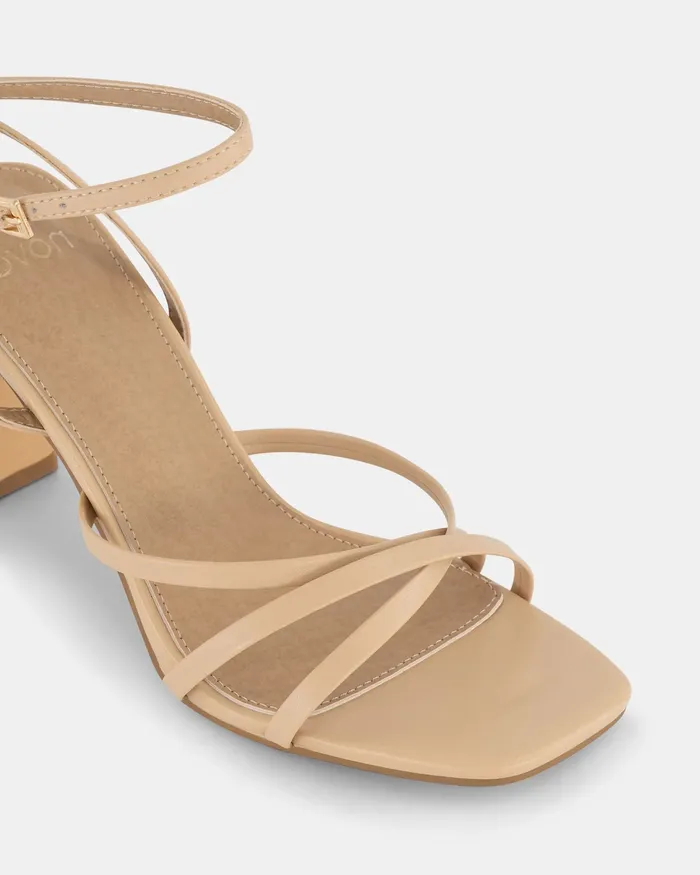 Party Women MARLIE NUDE Open Toe Heels NOVO Shoes