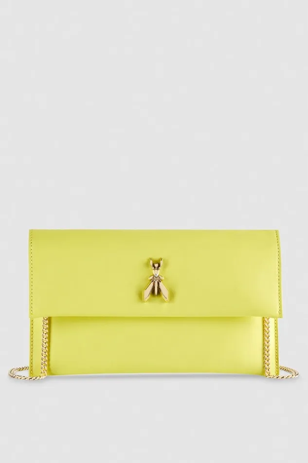 Patrizia Pepe Clutches Fly Leather Clutch Bag With Chain Yellow 8211 Women