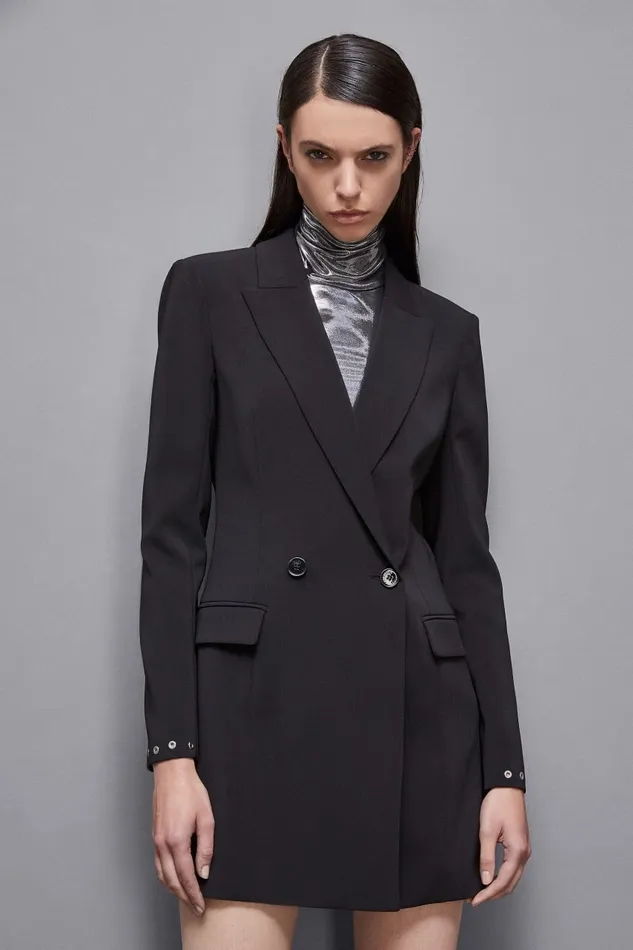 Patrizia Pepe Dresses Essential Crepe Blazer Dress Black 8211 Women