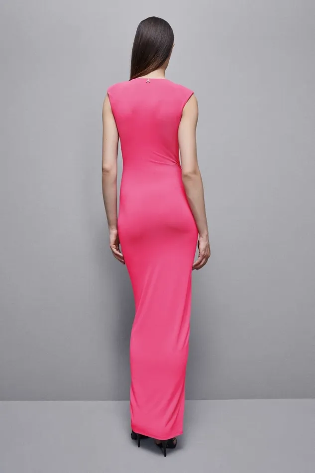 Patrizia Pepe Dresses Long Crape Dress With Draping Pink 8211 Women