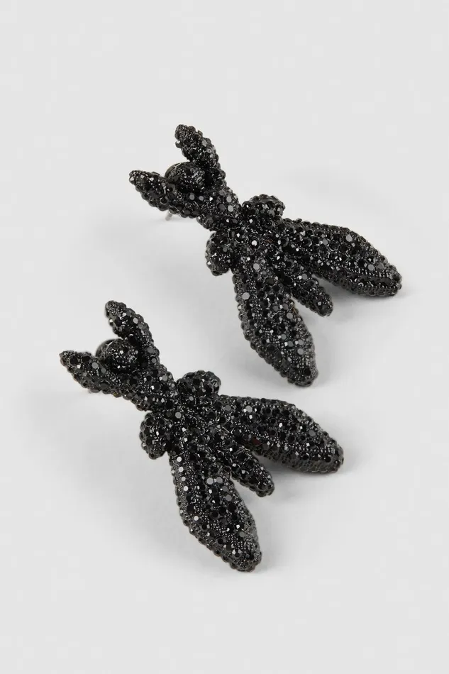 Patrizia Pepe Earrings Brass And Glass Earrings With Rhinestones Black 8211 Women