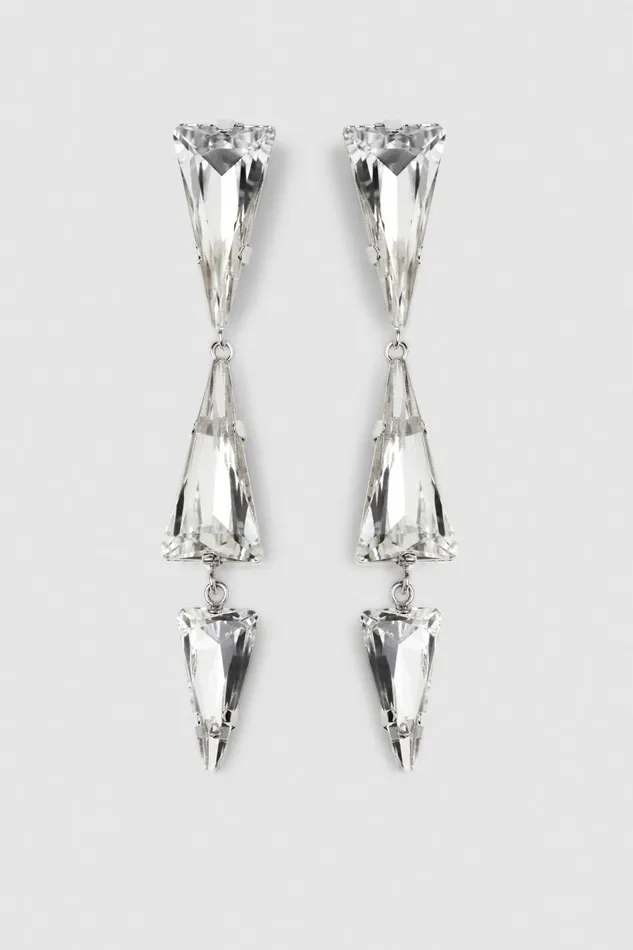 Patrizia Pepe Earrings Brass Earrings With Rhinestones Silver 8211 Women