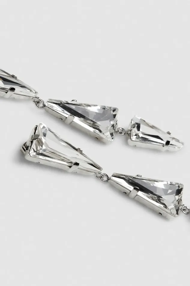 Patrizia Pepe Earrings Brass Earrings With Rhinestones Silver 8211 Women
