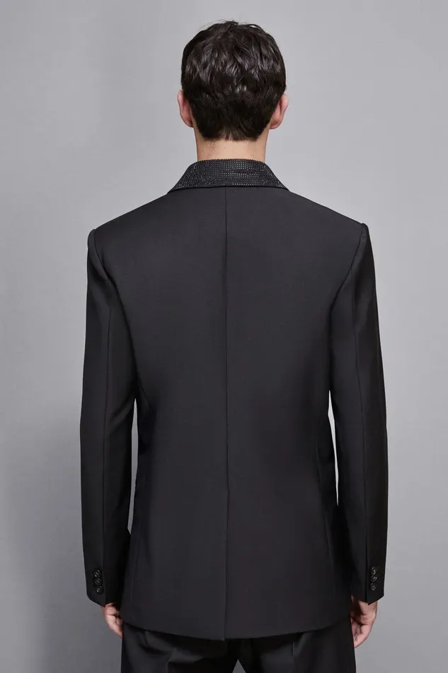 Patrizia Pepe Jackets DoubleBreasted Jacket With Rhinestones Black 8211 Men