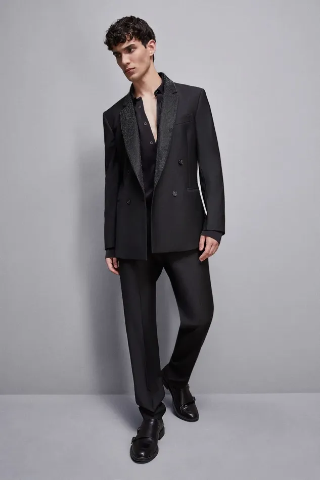 Patrizia Pepe Jackets DoubleBreasted Jacket With Rhinestones Black 8211 Men
