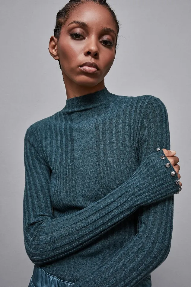 Patrizia Pepe Knitwear Essential Viscose Ribbed Knitting Sweater Green 8211 Women Patrizia Pepe Knitwear Essential Viscose Ribbed Knitting Sweater Green 8211 Women