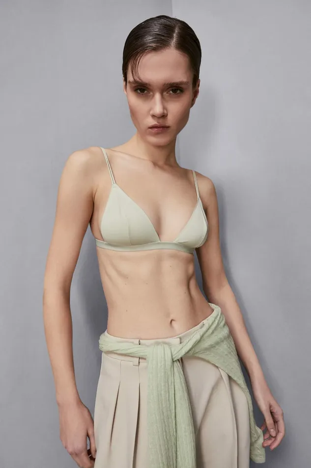 Patrizia Pepe Lingerie And Beachwear Microfiber Triangle Bra Green 8211 Women