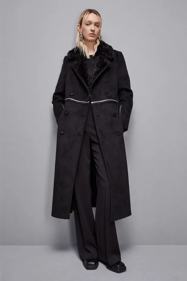 Patrizia Pepe Outerwear Reversible DoubleBreasted Coat Black 8211 Women