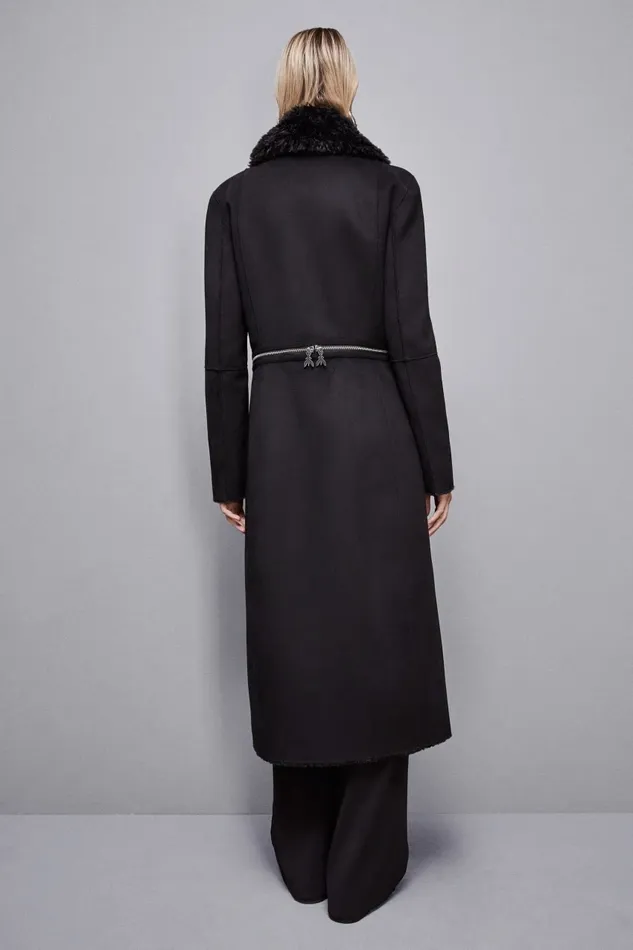 Patrizia Pepe Outerwear Reversible DoubleBreasted Coat Black 8211 Women