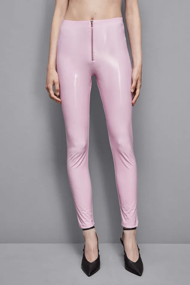 Patrizia Pepe Pants and Jeans HighWaisted Faux Leather Leggings Pink 8211 Women