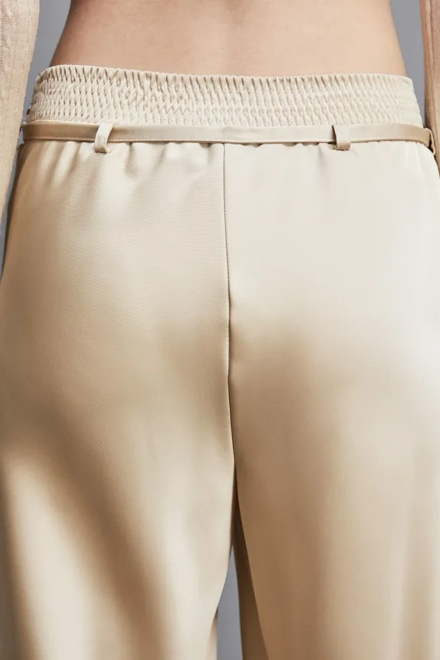 Patrizia Pepe Pants and Jeans Satin Pants With Strap Beige 8211 Women