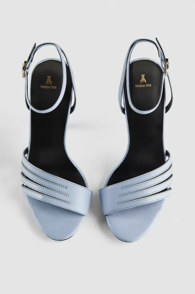 Patrizia Pepe Sandals Heeled Leather Sandals Light Blue 8211 Women