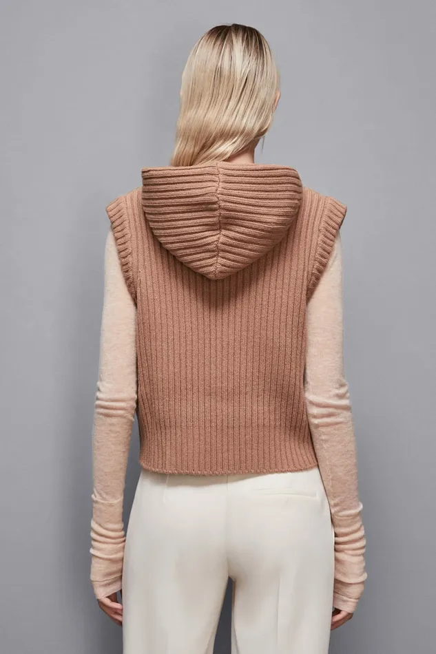 Patrizia Pepe Scarves Ribbed Vest With Zipper Beige 8211 Women