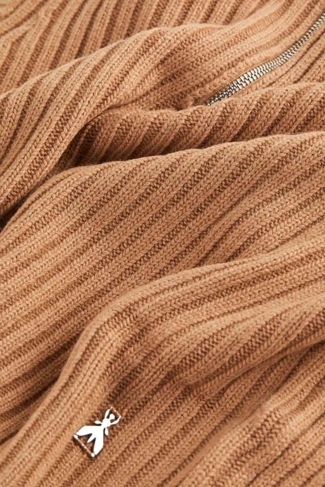 Patrizia Pepe Scarves Ribbed Vest With Zipper Beige 8211 Women