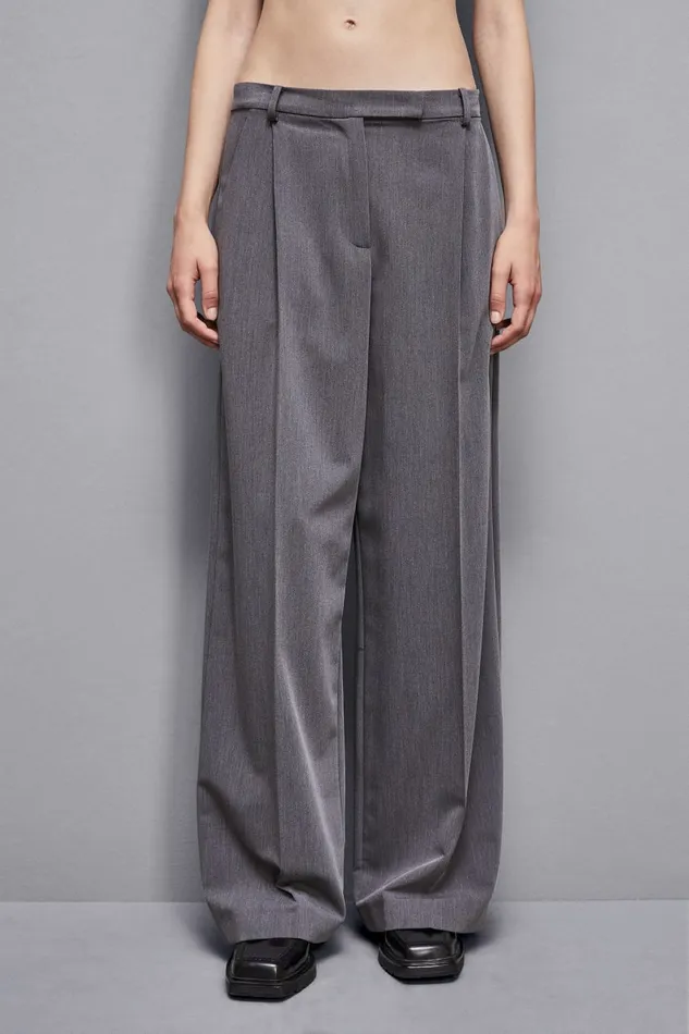 Patrizia Pepe Tailleur Essential Viscose Pleated Pants Grey 8211 Women