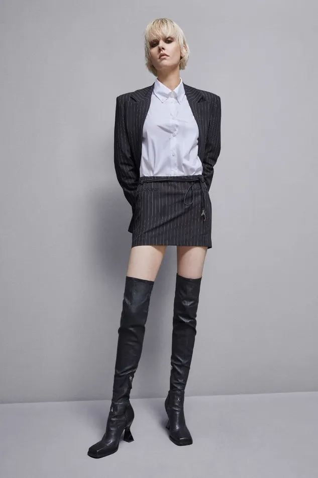 Patrizia Pepe Tailleur LowWaisted Pinstripe Miniskirt Black 8211 Women