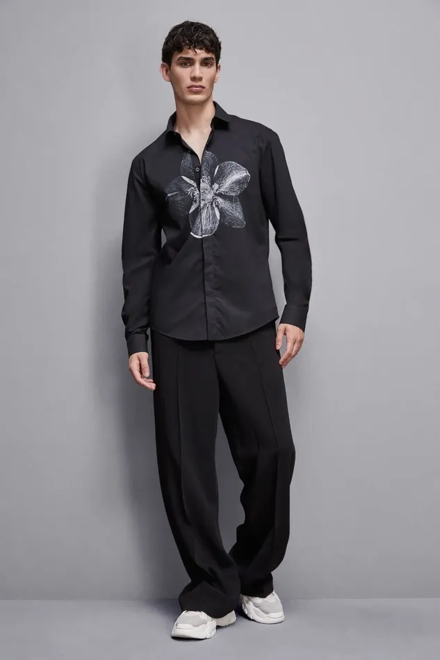 Patrizia Pepe Tops and Shirts Cotton Shirt With Print Black 8211 Men