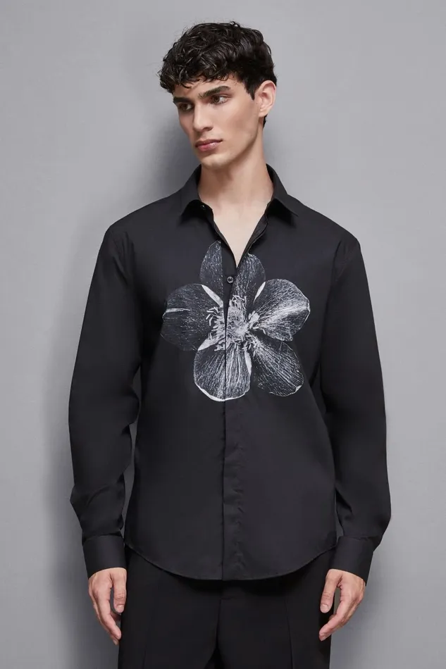 Patrizia Pepe Tops and Shirts Cotton Shirt With Print Black 8211 Men