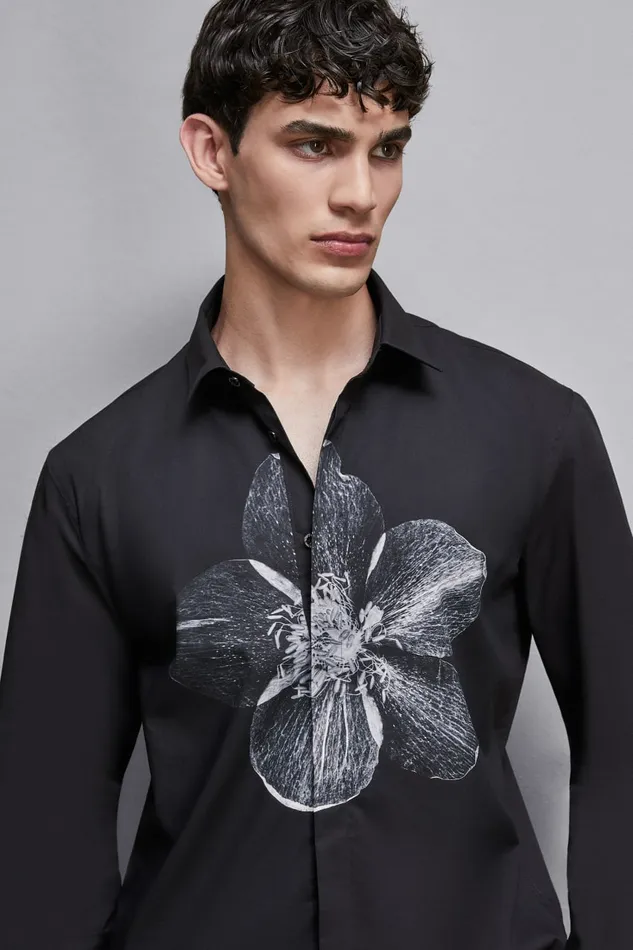 Patrizia Pepe Tops and Shirts Cotton Shirt With Print Black 8211 Men