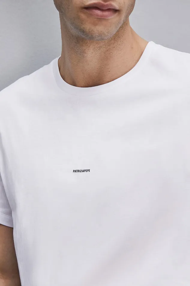 Patrizia Pepe Tops and Shirts Pima Cotton Jersey TShirt With Logo White 8211 Men