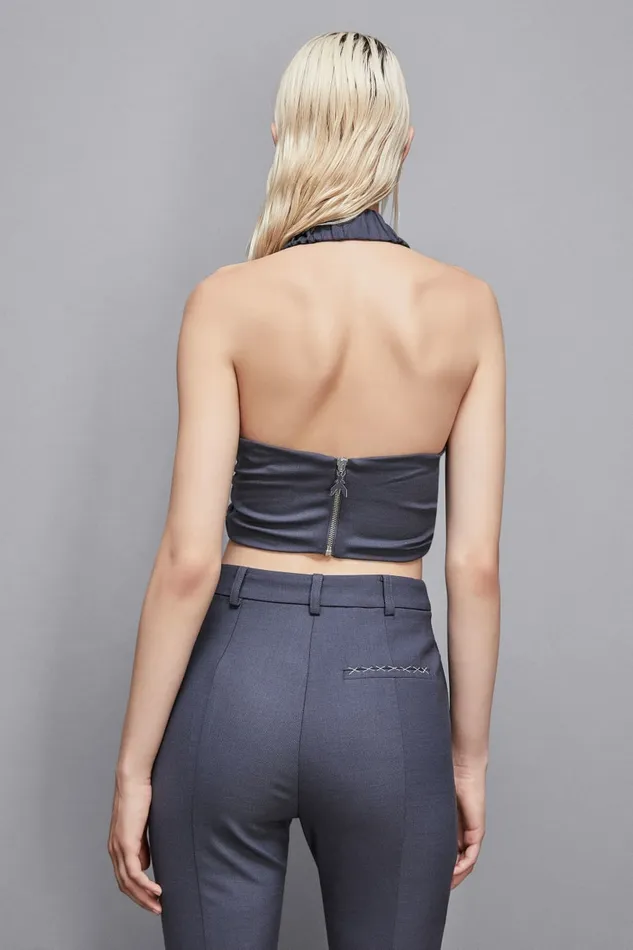 Patrizia Pepe Tops Essential Wool Crossover Top Grey 8211 Women