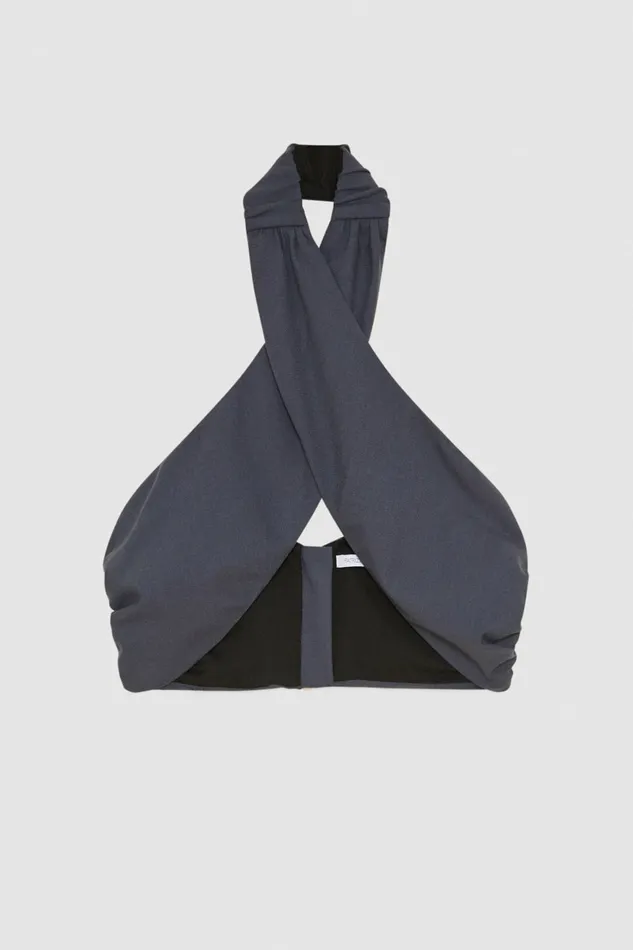 Patrizia Pepe Tops Essential Wool Crossover Top Grey 8211 Women