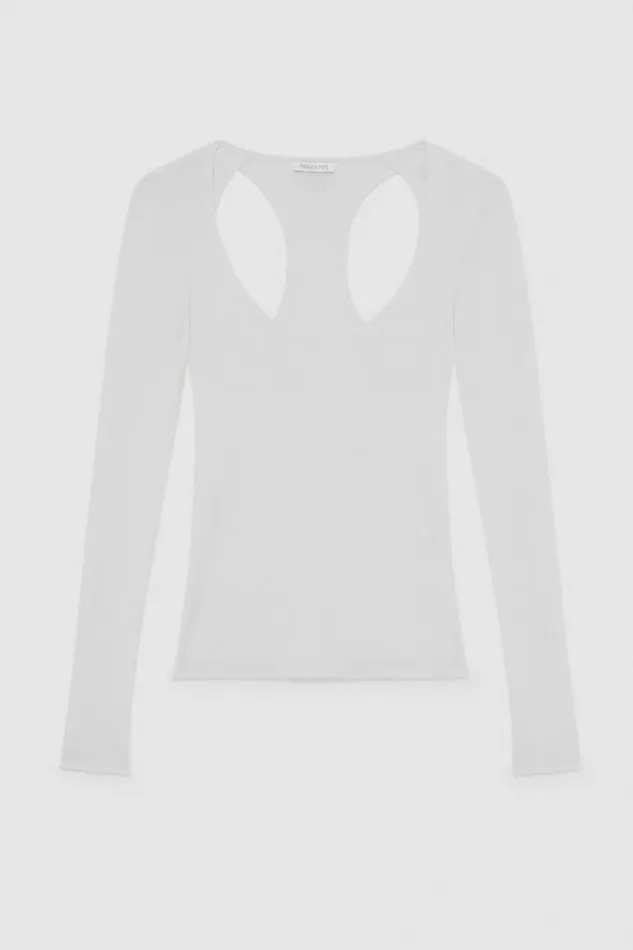 Patrizia Pepe Tops LongSleeved Knit With CutOut White 8211 Women