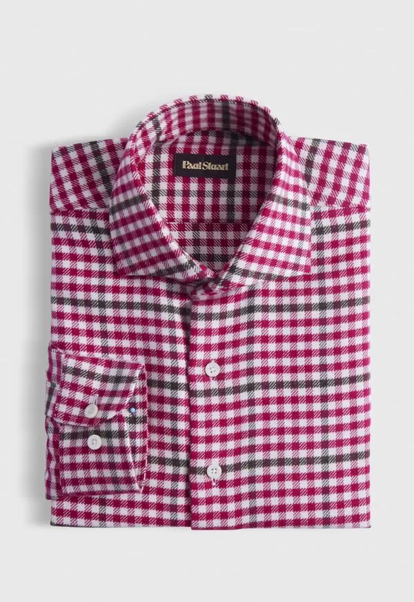 Paulstuart Flannel Small Plaid Sport Shirt Blue Mens Sport Shirts