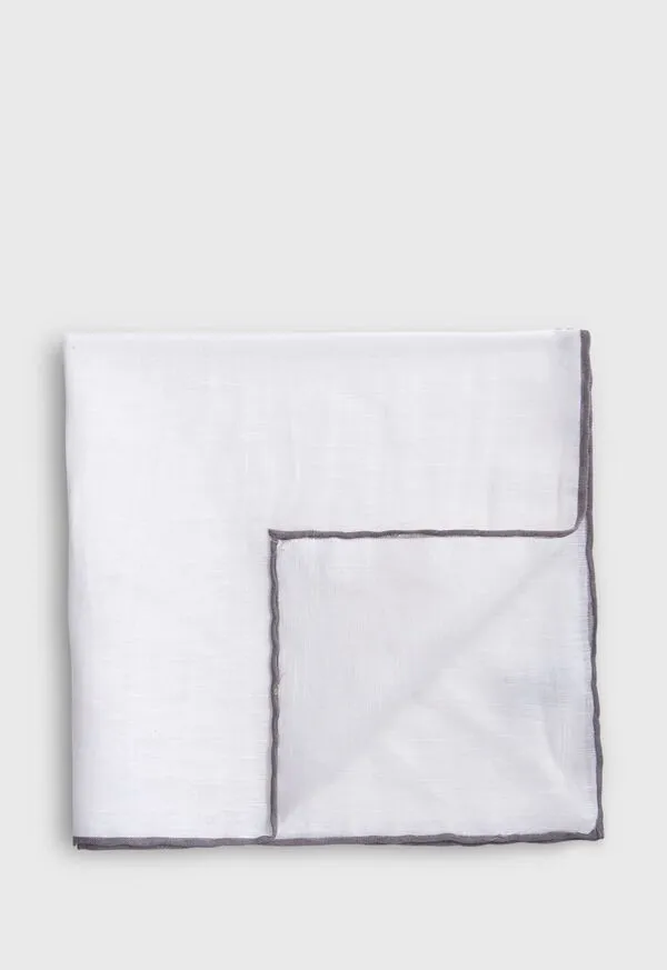Paulstuart Handkerchief with Contrast Border Burgundy Mens Pocket Squares