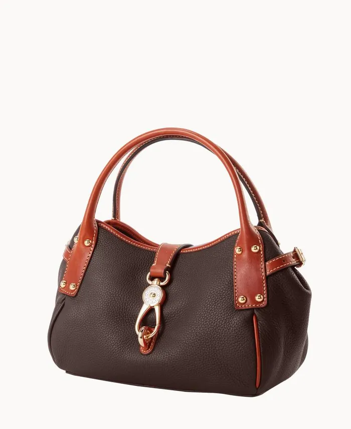 Pebble Grain Small Logo Lock Satchel Brown Tmoro Woman Dooney and Bourke Satchels Pebble Grain Small Logo Lock Satchel Brown Tmoro Woman Dooney and Bourke Satchels