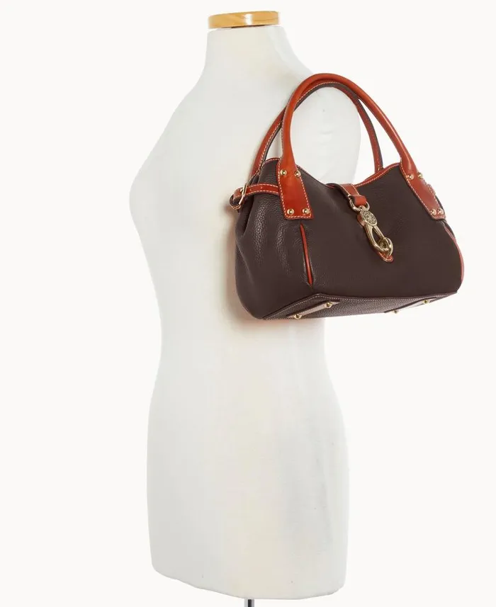 Pebble Grain Small Logo Lock Satchel Brown Tmoro Woman Dooney and Bourke Satchels Pebble Grain Small Logo Lock Satchel Brown Tmoro Woman Dooney and Bourke Satchels
