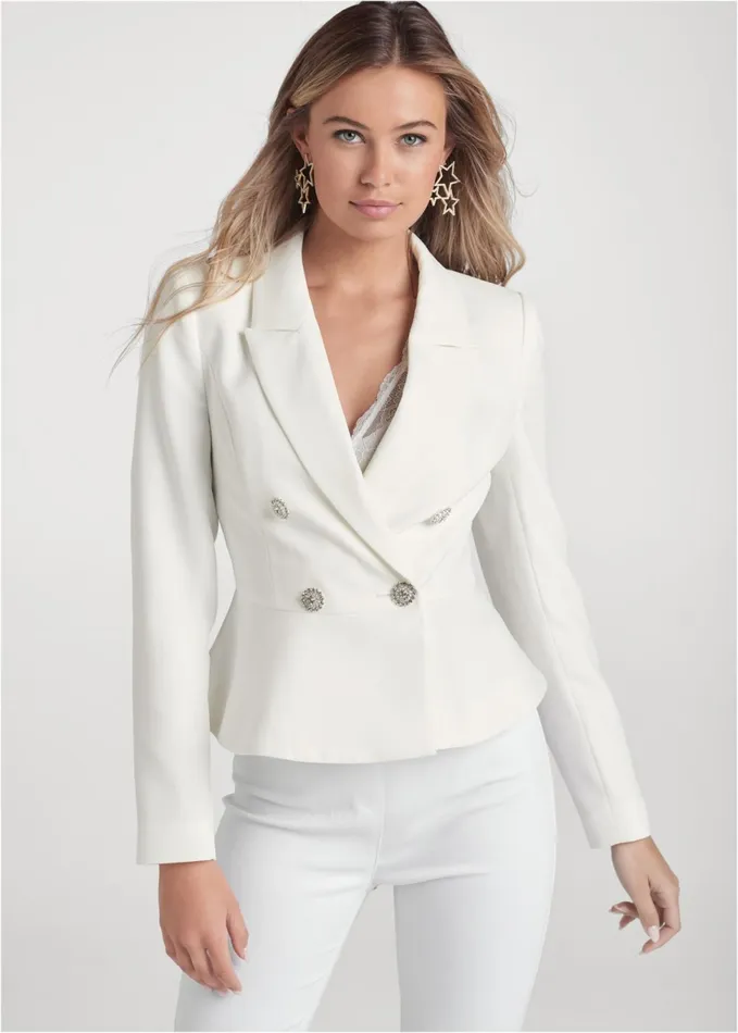 PEPLUM SUIT JACKET Off White Women VENUS Jackets