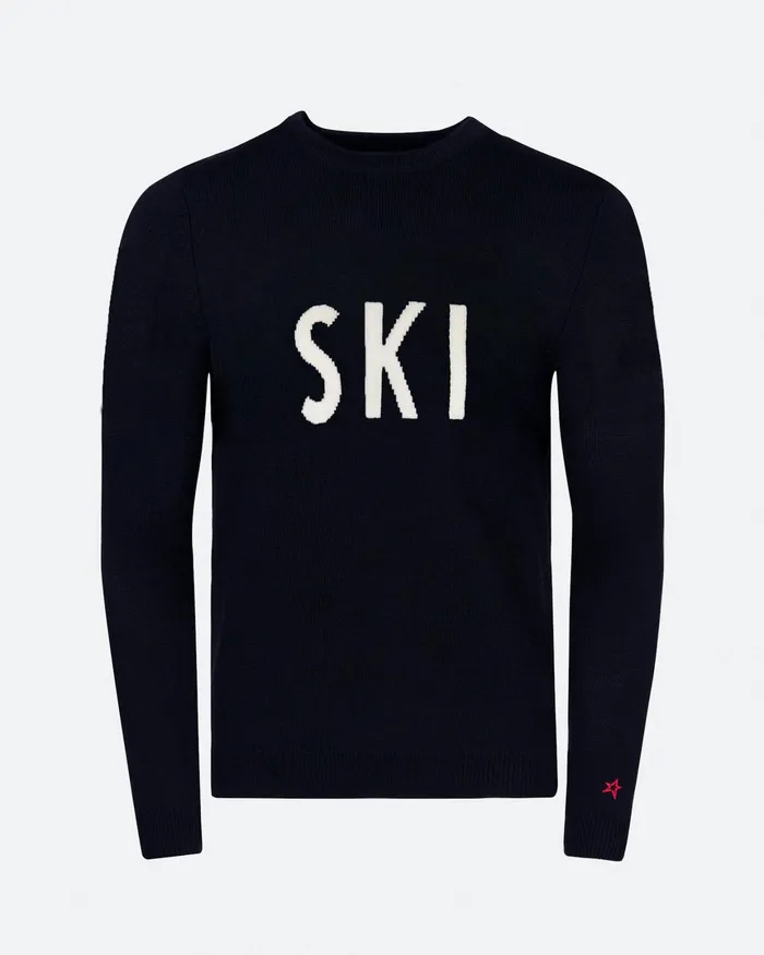 Perfect Moment Ski Merino Wool Sweater Navy and White Men Knitwear