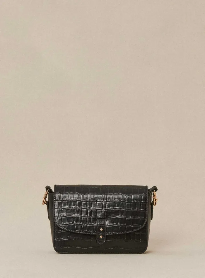 Petite Mendigote Leather Bags Fw24 Sac Servan Croco Black 8211 Women