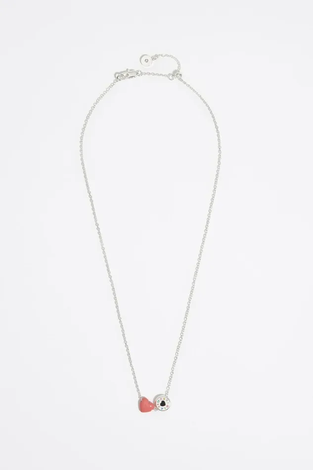 Pink Heart Logo Necklace Silver Women Bimba Y Lola Jewelry