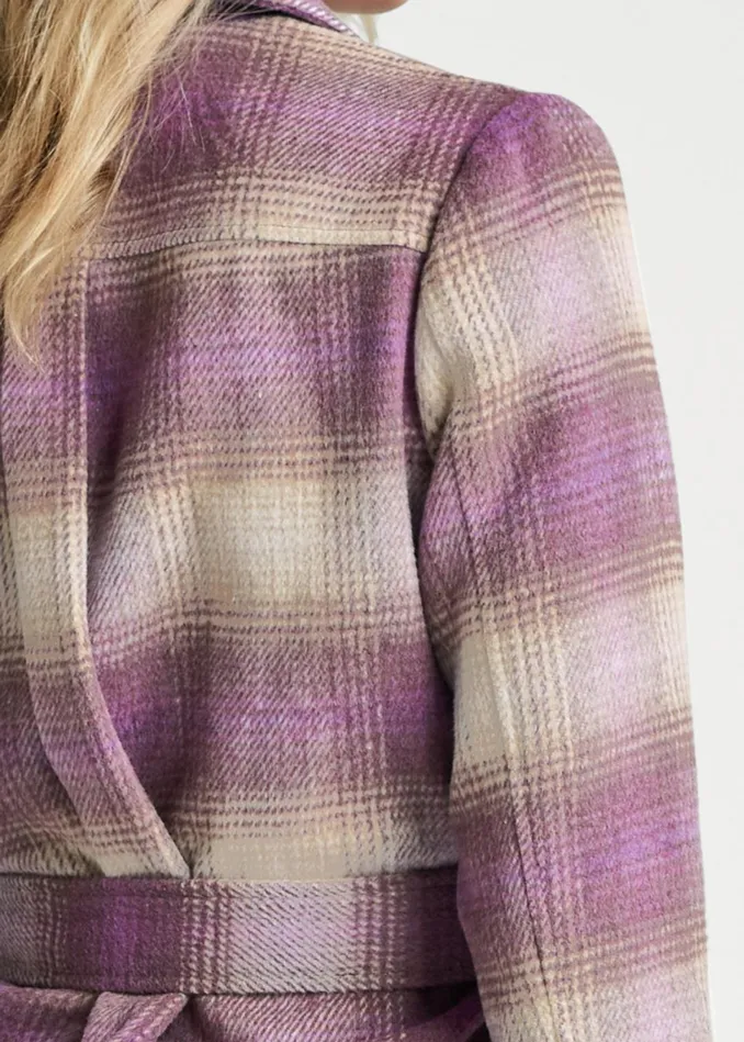 PLAID SHACKET WITH BELT Purple Multi Women VENUS Coats