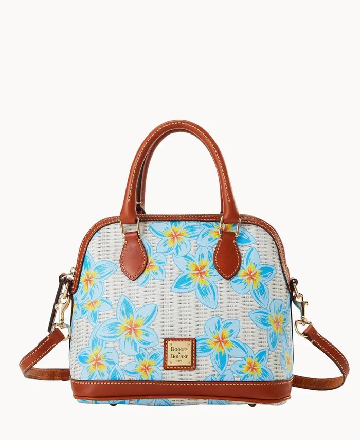 Plumeria Satchel Sky Blue White Woman Dooney and Bourke Satchels