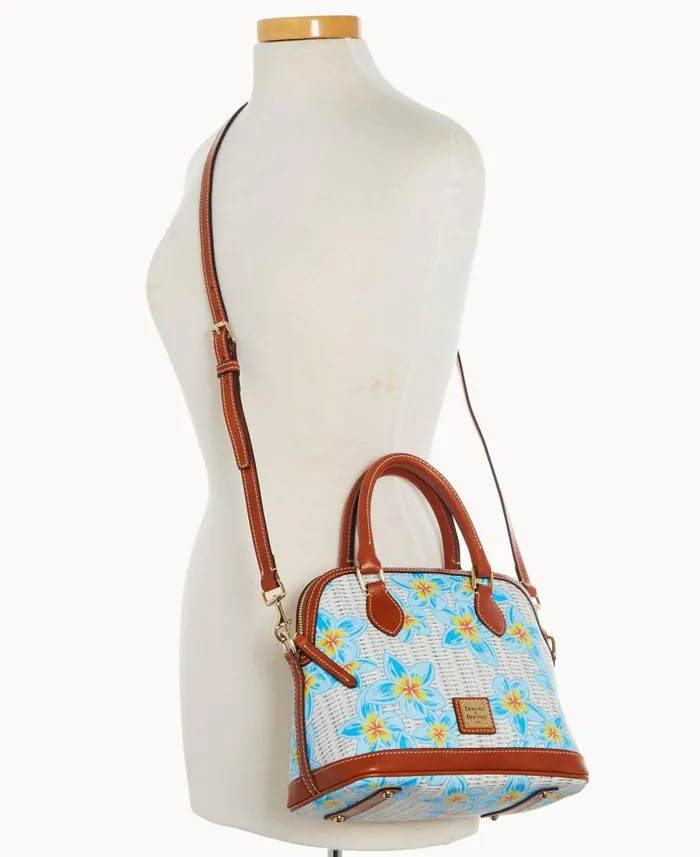 Plumeria Satchel Sky Blue White Woman Dooney and Bourke Satchels Plumeria Satchel Sky Blue White Woman Dooney and Bourke Satchels