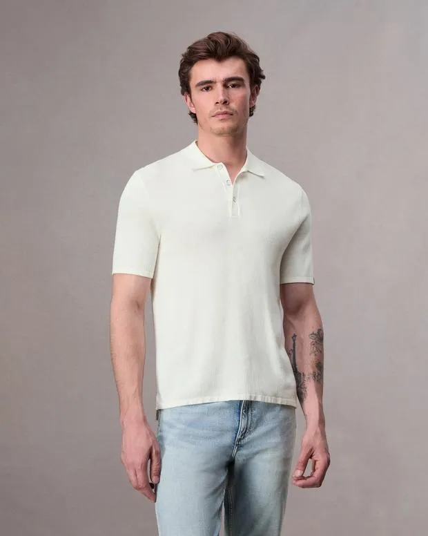 Polos Men Rag and Bone Harvey Knit Polo Ivory