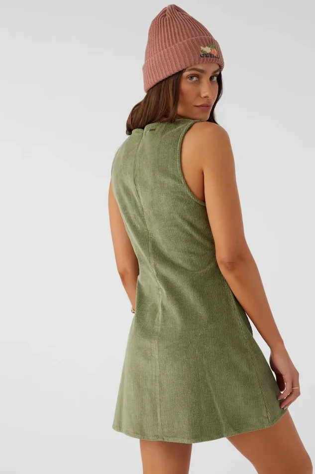 POPPY CORDUROY MINI DRESS Oil Green Women O039NEILL Clothing