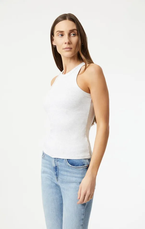 Racer Back Tank Top In Snow Grey Melange Women Mavi Jeans Tops and TShirts