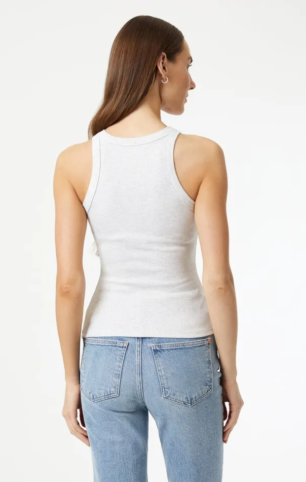 Racer Back Tank Top In Snow Grey Melange Women Mavi Jeans Tops and TShirts