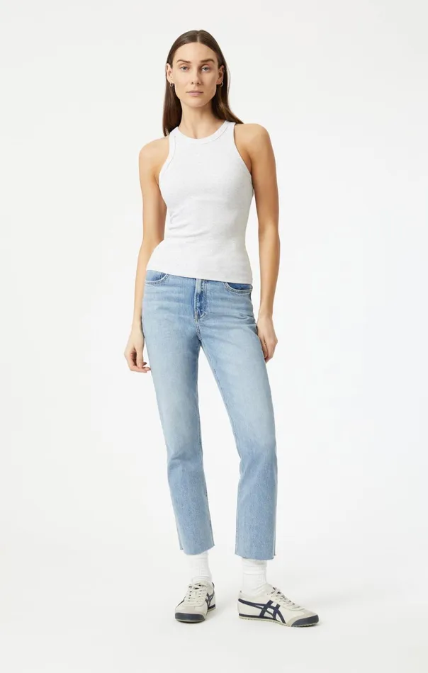 Racer Back Tank Top In Snow Grey Melange Women Mavi Jeans Tops and TShirts