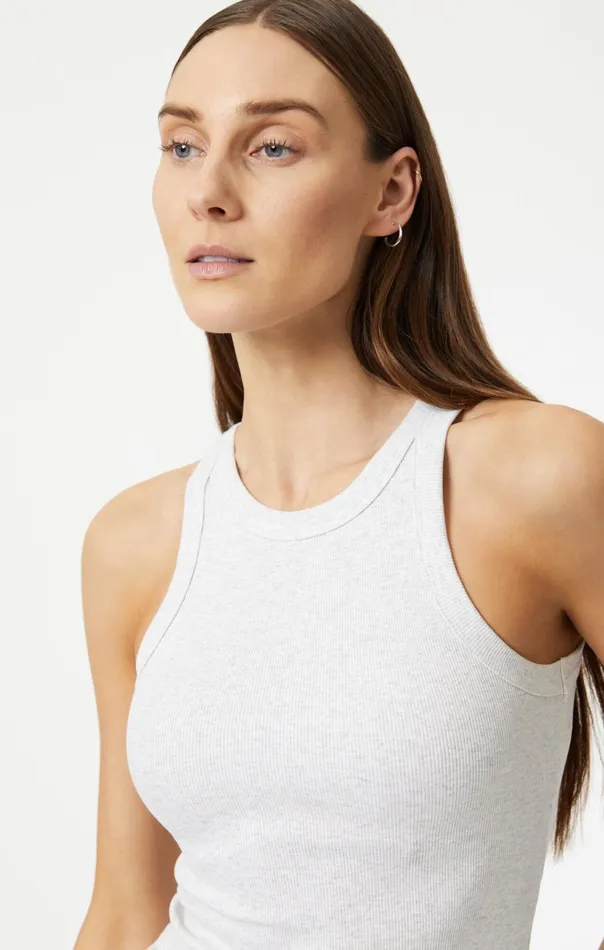 Racer Back Tank Top In Snow Grey Melange Women Mavi Jeans Tops and TShirts
