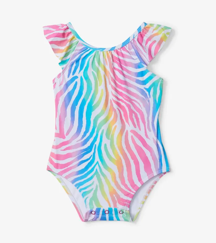 Rainbow Zebra Baby Ruffle Swimsuit Hatley