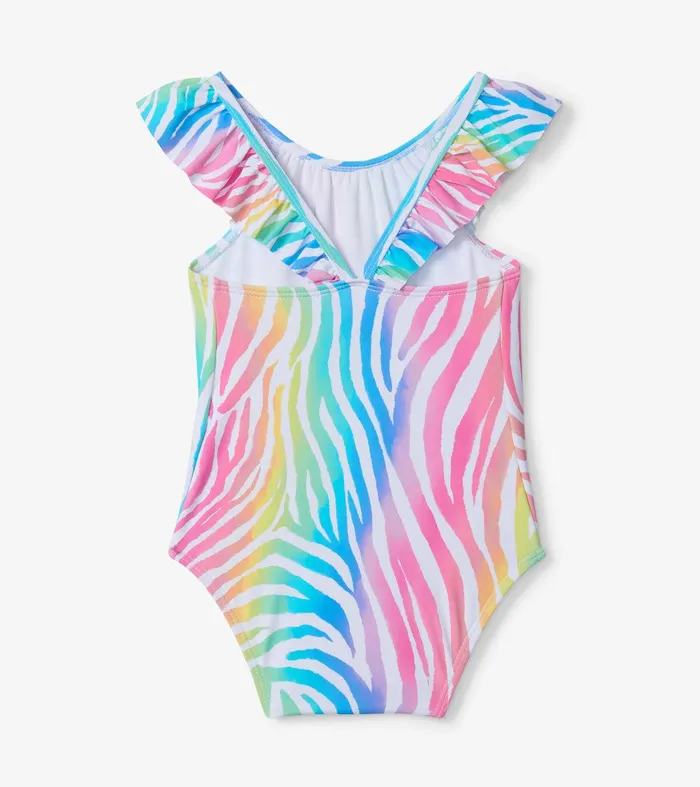 Rainbow Zebra Baby Ruffle Swimsuit Hatley