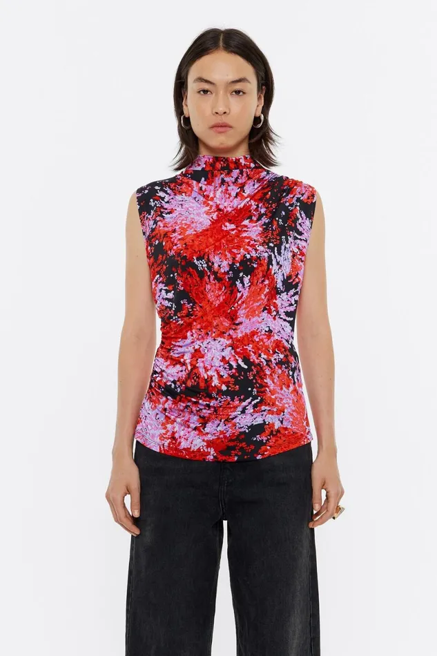 Red Mimosa Fitted Top Mimosa Red Women Bimba Y Lola TShirts