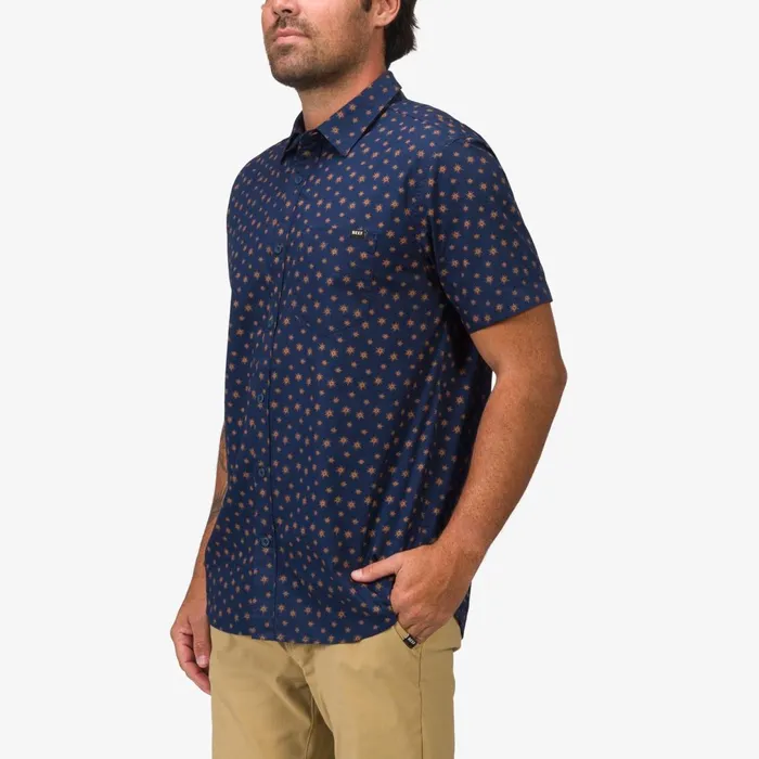 Reef TShirts and Shirts Bentley Short Sleeve Woven Shirt Dress Blues 8211 Men Reef TShirts and Shirts Bentley Short Sleeve Woven Shirt Dress Blues 8211 Men