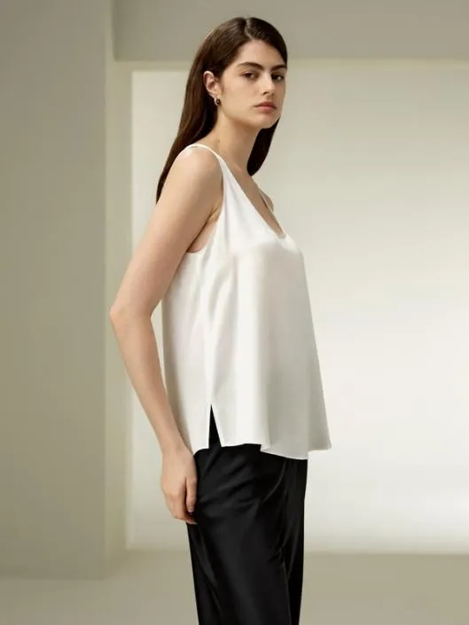 Relaxed Silk Uneck Tank Women Lilysilk Tops